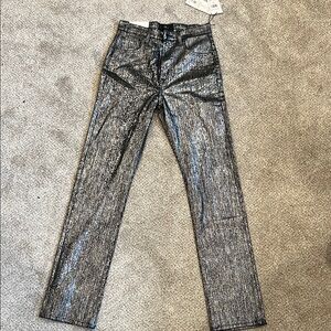 7 For All Mankind Metallic Foil Easy Slim Fit Jeans